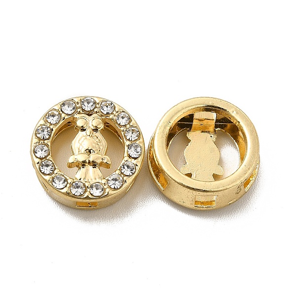 

PandaHall Alloy Rhinestone Beads, Flat Round with Owl Pattern, Light Gold, 12x2.5mm, Hole: 2x2~8mm Alloy+Rhinestone Flat Round Clear