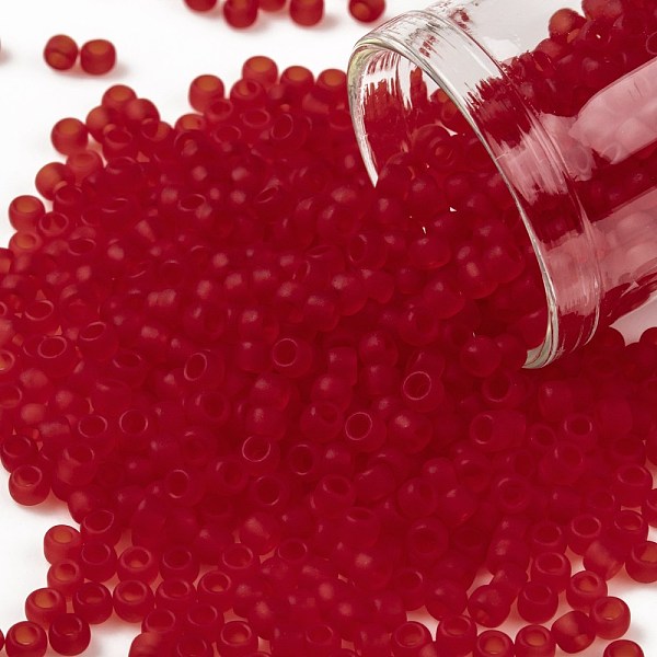 

PandaHall TOHO Round Seed Beads, Japanese Seed Beads, (5F) Transparent Frost Light Siam Ruby, 8/0, 3mm, Hole: 1mm, about 222pcs/10g Glass..., Red