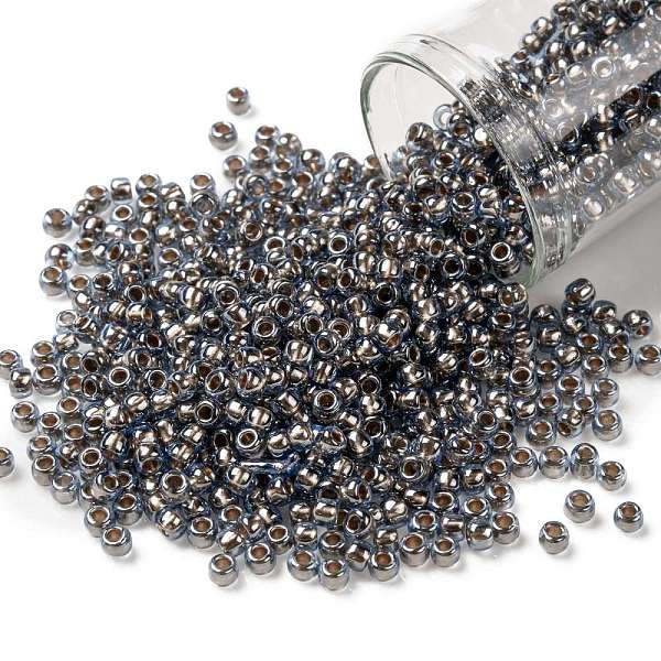 

PandaHall TOHO Round Seed Beads, Japanese Seed Beads, (992) Gilt Lined Light Montana Blue, 8/0, 3mm, Hole: 1mm, about 222pcs/bottle...