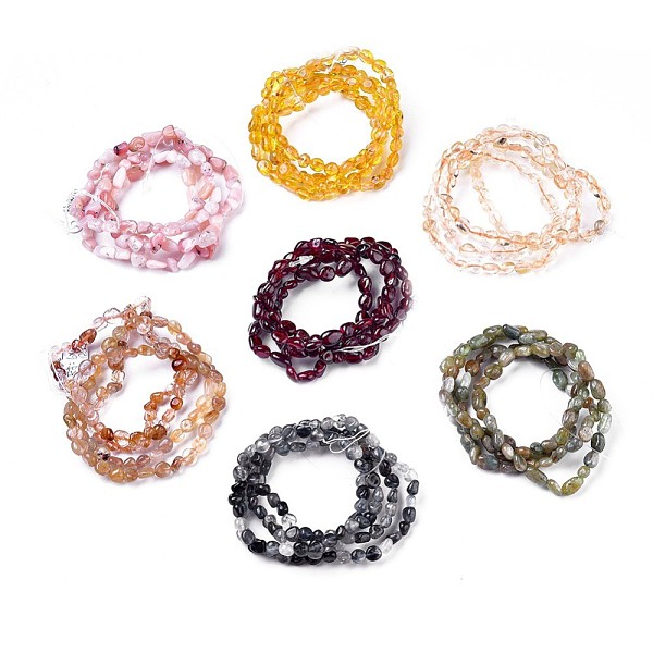 

PandaHall Natural Mixed Gemstone Bead Stretch Bracelets, Tumbled Stone, Nuggets, Inner Diameter: 2~2-1/4 inch(5.2~5.6cm) Mixed Stone