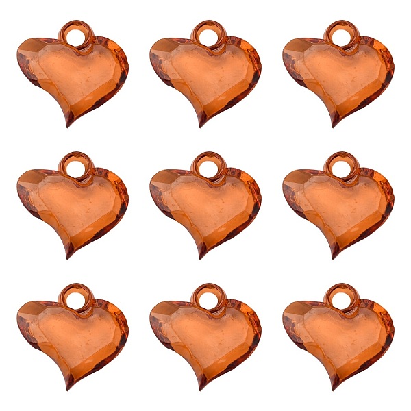 PandaHall Transparent Acrylic Pendants, Faceted, Heart, Chocolate, 17.5mm long, 17mm wide, 4mm thick, hole: 3mm, about 833pcs/500g Acrylic...