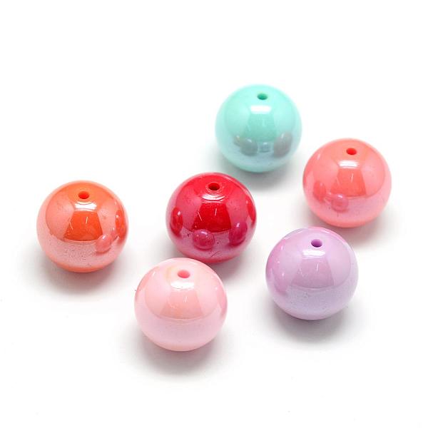 

PandaHall Pearlized Style Acrylic Beads, Round, Mixed Color, 16mm, Hole: 2mm, about 210pcs/500g Acrylic Round Multicolor