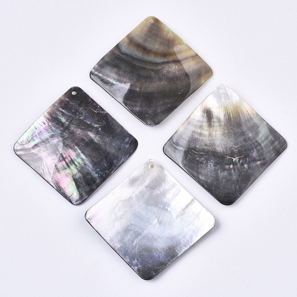 

PandaHall Natural Black Lip Shell Pendants, Rhombus, 58~60x59~61x3~5mm, Hole: 2mm Black Lip Shell Rhombus