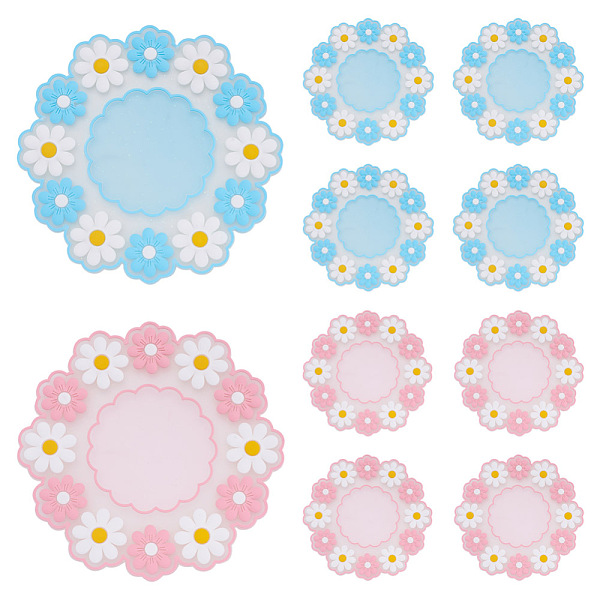 PandaHall Crafans 12Pcs 2 Color Silicone Hot Pads, Flower Non-silp Mat, for Hot Dishes Heat Resistant Heat Insulation Pad Kitchen Tool...