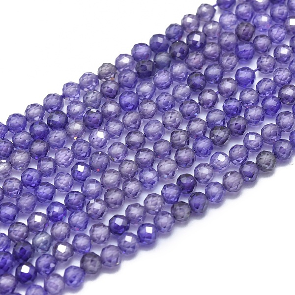 

PandaHall Cubic Zirconia Beads Strands, Faceted, Round, Medium Slate Blue, 3mm, Hole: 0.5mm, about 132pcs/strand, 15 inch(38cm) Cubic..., Purple