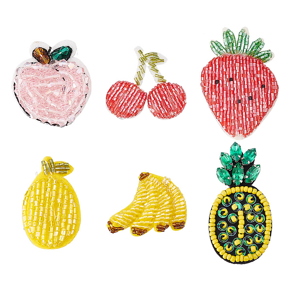 

PandaHall FINGERINSPIRE 6PCS Fruit Beaded Sew on Patches 6 Style Cherry Pineapple Banana Mango Strawberry Cloth Appliques Patches Handmade..., Multicolor