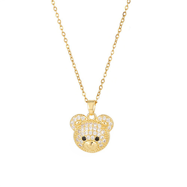 

PandaHall Brass Pave Crystal Rhinestone Pendant Necklaces for Wowen, Golden, Bear, 15.35 inch(39cm), Pendant: 15.8x16.8mm Brass Bear Clear