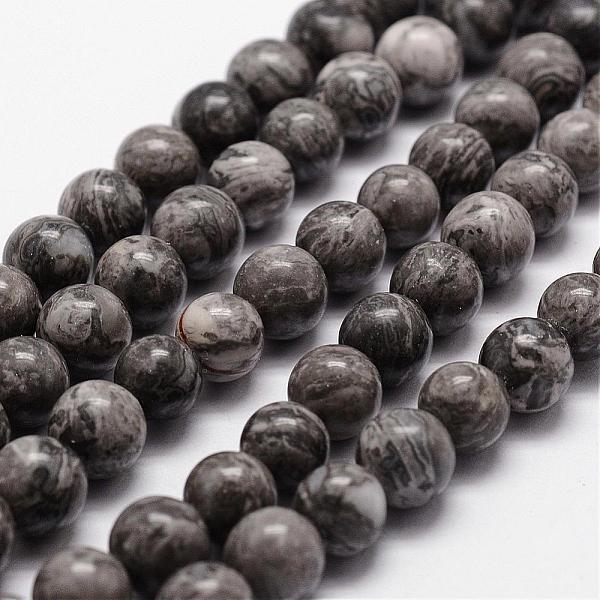 

PandaHall Natural Map Stone/Picasso Stone/Picasso Jasper Bead Strands, Round, 10mm, Hole: 1mm, about 37pcs/strand, 14.9 inch~15.1 inch Map..., Gray