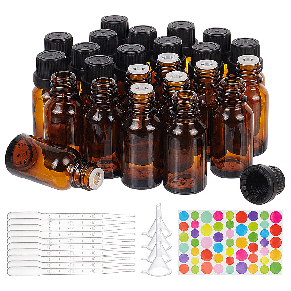

PandaHall BENECREAT DIY Essential Oil Bottle Kits, Including Empty Glass Bottles, Plastic Funnel Hopper & Dropper, Cute Paper Rainbow Color...