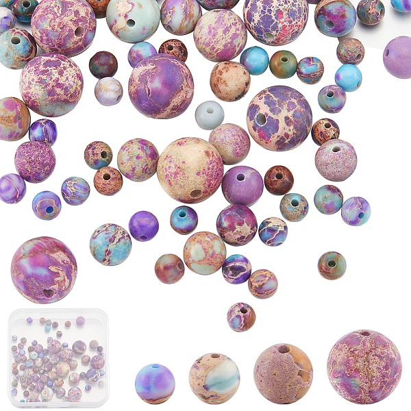 100 pièce de 4 styles de perles de jaspe impérial naturel