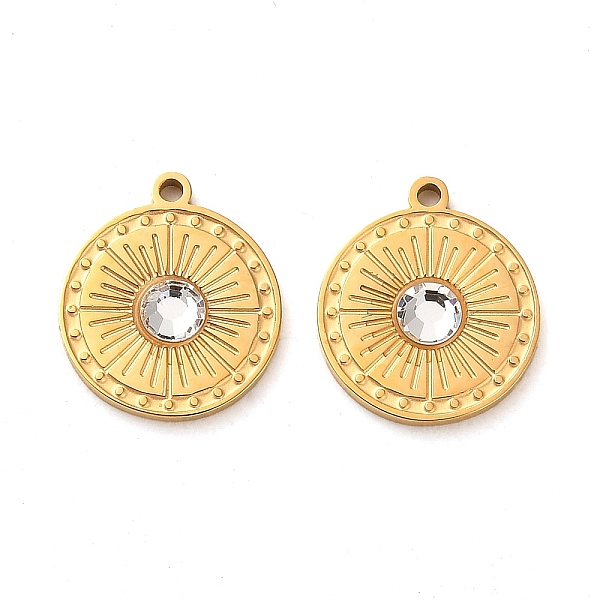 

PandaHall 304 Stainless Steel Charms, with Glass, Flat Round Charms, Real 14K Gold Plated, 14x12x2mm, Hole: 1.2mm 304 Stainless Steel Flat...