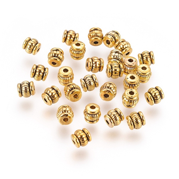 

PandaHall Tibetan Style Beads, Lead Free & Nickel Free, Barrel, Antique Golden, 5x5x5mm, Hole: 1.5mm Alloy Lantern