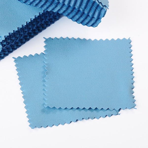 

PandaHall Suede Fabric Square Silver Polishing Cloth, Jewelry Cleaning Cloth, 925 Sterling Silver Anti-Tarnish Cleaner, Light Sky Blue...