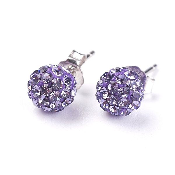 

PandaHall Sexy Valentines Day Gifts for Her 925 Sterling Silver Austrian Crystal Rhinestone Ball Stud Earrings, 539_Tanzanite, 15x6mm, Pin..., Purple
