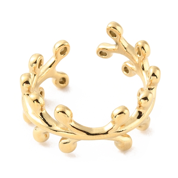 

PandaHall 304 Stainless Steel Leafy Branch Open Cuff Rings, Real 14K Gold Plated, US Size 7 1/4(17.5mm) 304 Stainless Steel