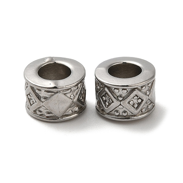 

PandaHall 304 Stainless Steel Beads, Large Hole Beads, Column with Rhombus, Stainless Steel Color, 7.5x5.5mm, Hole: 3.8mm 304 Stainless...