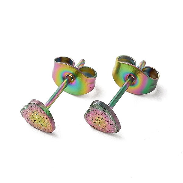 

PandaHall Ion Plating(IP) 304 Stainless Steel Haart Stud Earrings for Women, Rainbow Color, 5x5mm, Pin: 0.8mm 304 Stainless Steel Heart