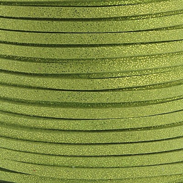 

PandaHall Glitter Powder Faux Suede Cord, Faux Suede Lace, Yellow Green, 3mm, 100yards/roll(300 feet/roll) Faux Suede+Glitter Powder Green