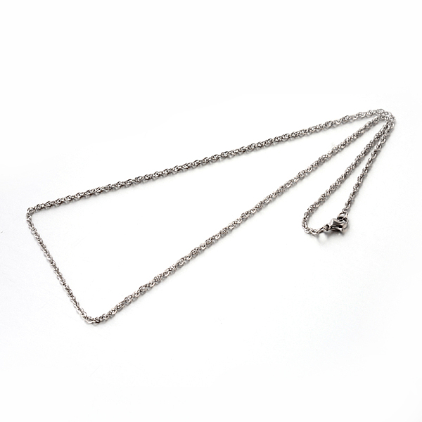 

PandaHall 304 Stainless Steel Rope Chain Necklaces, Stainless Steel Color, 23.6 inch(59.9cm), 2mm 304 Stainless Steel