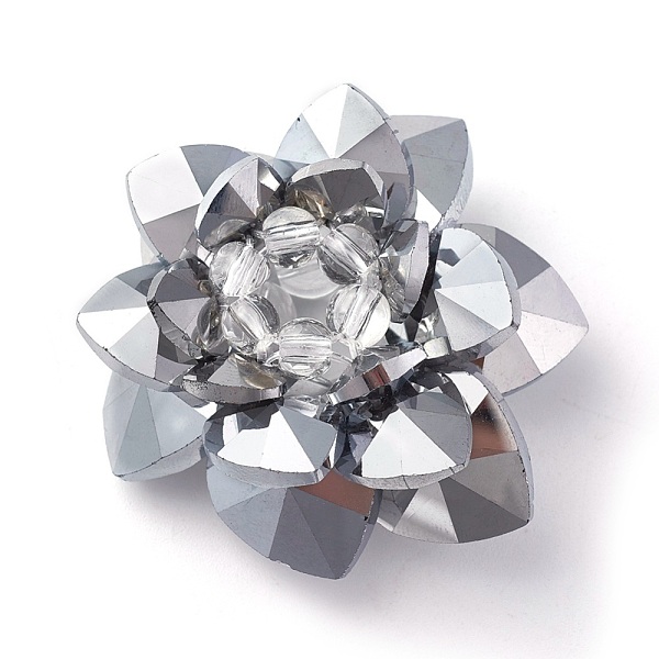 

PandaHall Glass Woven Beads, Cluster Beads, Lotus, Gray, 47x25mm, Hole: 7mm Glass Flower Gray