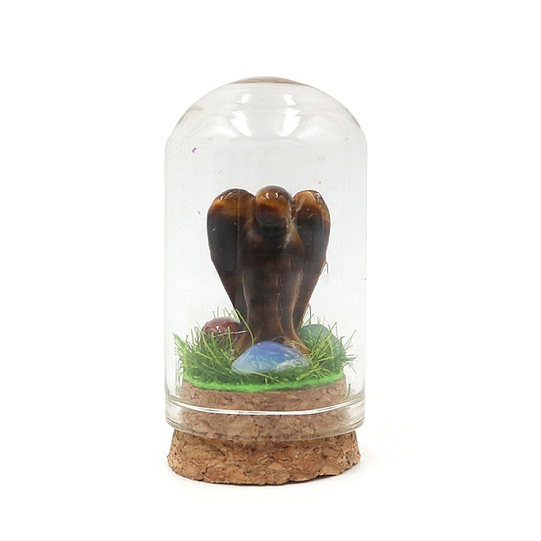 

PandaHall Glass Crystal Ball Ornament, with Natural Tiger Eye Wings inside, Reiki Energy Stone Desktop Office Table Decor, 55x30mm Tiger Eye...