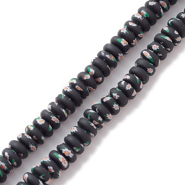 

PandaHall Handmade Polymer Clay Beads Strand, Flat Round with Flower, Black, 6~9x4mm, Hole: 1.6mm, about 100~117pcs/strand, 15.51~16.10''...