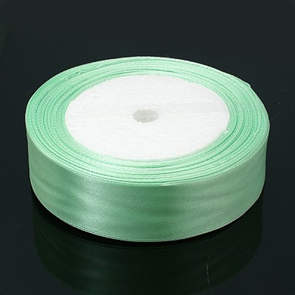 PandaHall Valentines Day Gifts Boxes Packages Single Face Satin Ribbon, Polyester Ribbon, Aquamarine, 1-1/2 inch(37mm) Polyester None Green