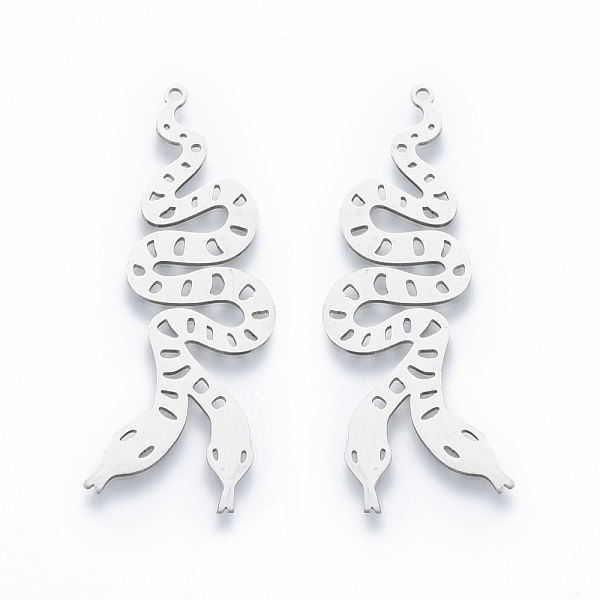 

PandaHall 201 Stainless Steel Pendants, Snake, Stainless Steel Color, 47x17x1mm, Hole: 1.4mm 201 Stainless Steel Snake