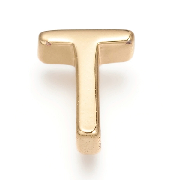 

PandaHall Brass Charms, Long-Lasting Plated, Real 18K Gold Plated, Letter.T, T: 8x6.5x3mm, Hole: 1.6mm Brass Letter T