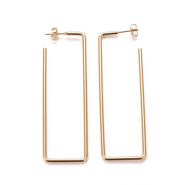 

PandaHall 201 Stainless Steel Stud Earrings, with 304 Stainless Steel Pin, Hypoallergenic Earrings, Rectangle, Golden, 71x22x2mm, Pin: 0.8mm...