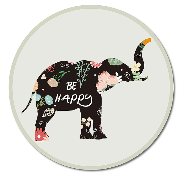 

PandaHall Rubber with Cloth Mouse Pad, Customization Mouse Pad, Flat Round, Elephant Pattern, 20x0.3cm Cloth Elephant