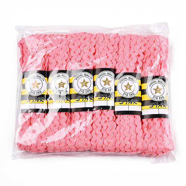 

PandaHall Polypropylene Fiber Ribbons, Wave Shape, Flamingo, 7~8mm, 15yard/bundle, 6bundles/bag Polypropylene None Pink