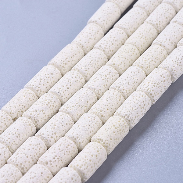 

PandaHall Natural Lava Rock Beads Strands, Dyed, Column, White, 14~15x8mm Lava Rock Column White