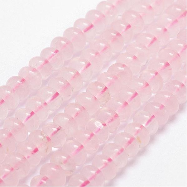 

PandaHall Natural Rose Quartz Beads Strands, Rondelle, 8x5mm, Hole: 1mm, about 77pcs/strand, 14.9 inch~15.1 inch Rose Quartz Rondelle Pink
