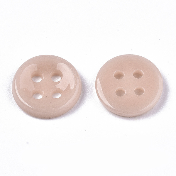 

PandaHall 4-Hole Handmade Lampwork Sewing Buttons, Flat Round, Dark Salmon, 11.5x2.5mm, Hole: 1.2mm Lampwork Flat Round