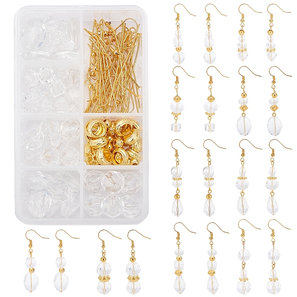 

PandaHall SUNNYCLUE 152Pcs Transparent Glass Beads, Teardrop & Geometry Glass Beads and Plastic Spacer Beads, Brass Earring Hooks & Pins..., Clear