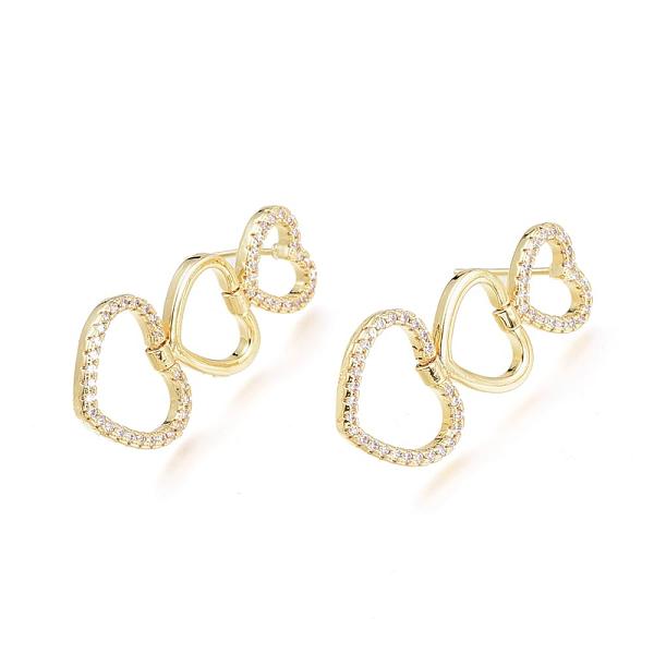 

PandaHall Brass Micro Pave Cubic Zirconia Dangle Stud Earrings, Long-Lasting Plated, with Ear Nuts, Heart, Real 18K Gold Plated, Clear...