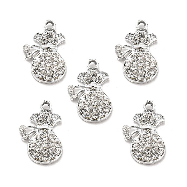

PandaHall Alloy Rhinestone Pendants, Platinum Tone Money Bag Charms, Crystal, 21.5x14.5x3mm, Hole: 2.2mm Alloy+Rhinestone Bag Clear
