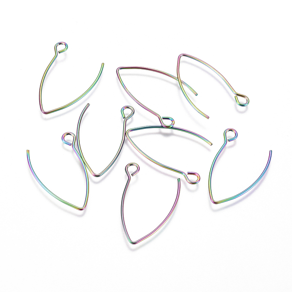 

PandaHall Ion Plating(IP) 304 Stainless Steel Earring Hooks, with Horizontal Loop, Rainbow Color, 26x16x1mm, Hole: 2mm, Pin: 0.8mm 304...