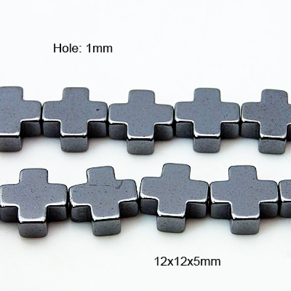 

PandaHall Non-Magnetic Synthetic Hematite Beads Strands, Faceted, Cross, Black, 12x12x5mm, Hole: 1mm Non-magnetic Hematite Cross Black