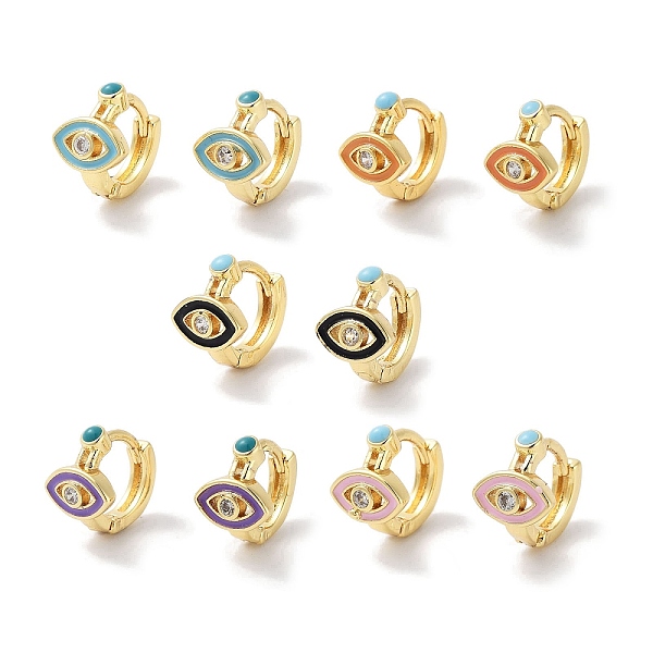 

PandaHall Brass Pave Clear Cubic Zirconia Hoop Earrings, Evil Eye Enamel Earrings for Women, Real 18K Gold Plated, Mixed Color, 10.5x8.5mm..., Multicolor