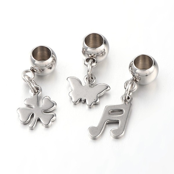

PandaHall Mixed Shape 304 Stainless Steel European Large Hole Dangle Charms, Stainless Steel Color, 19~24mm, Hole: 3.6~4mm 304 Stainless...