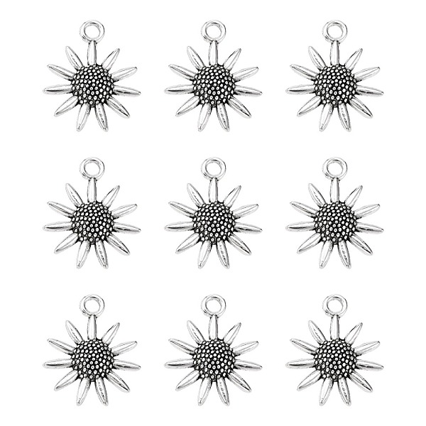 

PandaHall Lead Free and Cadmium Free! Tibetan Style Sunflower Pendant, Antique Silver, 22x18x3.50mm, Hole: 3mm Alloy Flower