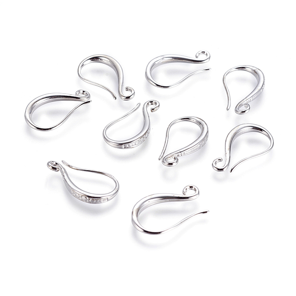 

PandaHall Brass Earring Hooks, with Horizontal Loop, Long-Lasting Plated, Platinum, 19.5x11x2.5mm, Hole: 2mm, 18 Gauge, Pin: 1mm Brass