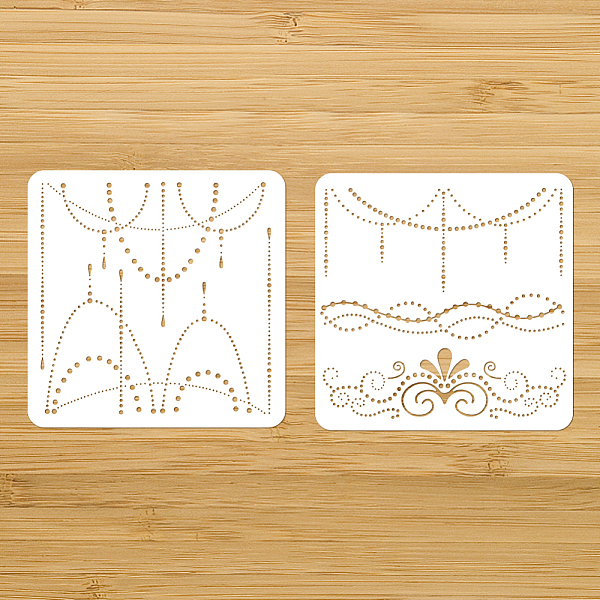 

PandaHall 2 Pcs 2 Styles Dot Chain Painting Stencils, 11.81x11.81 Inch Reusable Craft Stencils Hollow Out Drawing Painting Template for...
