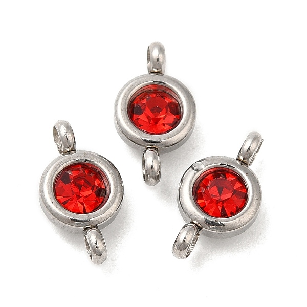 

PandaHall 304 Stainless Steel Single Rhinestone Connector Charms, Flat Round Links, Stainless Steel Color, Hyacinth, 12x6.5x4mm, Hole: 2mm..., Red