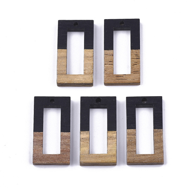 

PandaHall Resin & Wood Pendants, Rectangle, Black, 27~28x14.5x3~4mm, Hole: 1.5mm Resin+Wood Rectangle Black