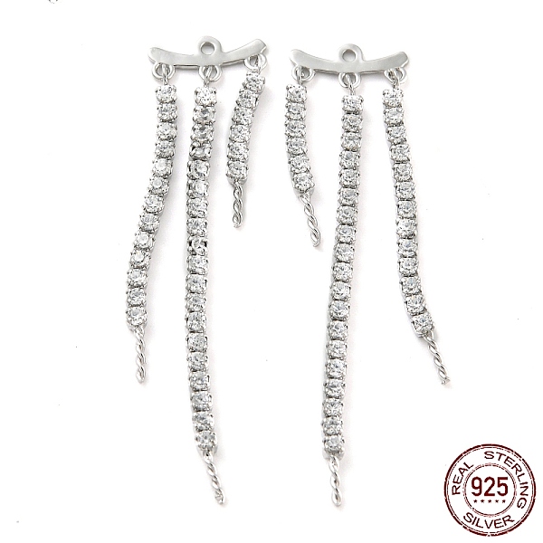 

PandaHall Rhodium Plated Chains Tassel 925 Sterling Silver Micro Pave Cubic Zirconia Peg Bails, for Half Drilled Beads, with S925 Stamp...