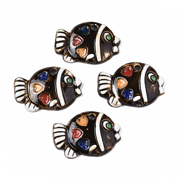 PandaHall Handmade Porcelain Big Pendants with Heart Pattern, Fish, Coconut Brown, 37.5~38.5x55~57.5x10~11mm, Hole: 5mm Porcelain Fish PandaHall Handmade Porcelain Big Pendants with Heart Pattern, Fish, Coconut Brown, 37.5~38.5x55~57.5x10~11mm, Hole: 5mm Porcelain Fish