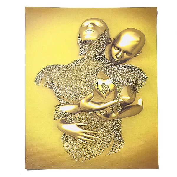 PandaHall 3D Effect Chemical Fiber Oil Canvas Hanging Painting, Kissing Couple Bedroom Decor, Wall Art Romantic Embracing Couple Poster...